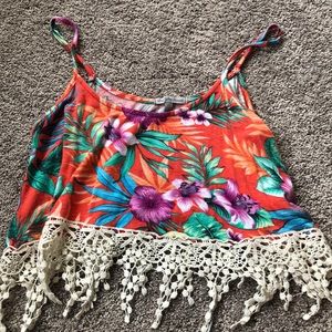 cropped floral tank